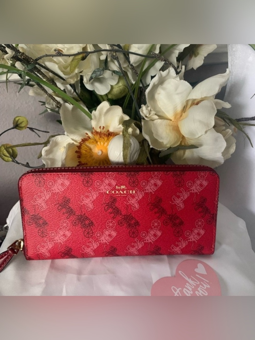 “AUTHENTIC “RARE" Coach Horse and Carriage Print Red /Multicolor Wallet